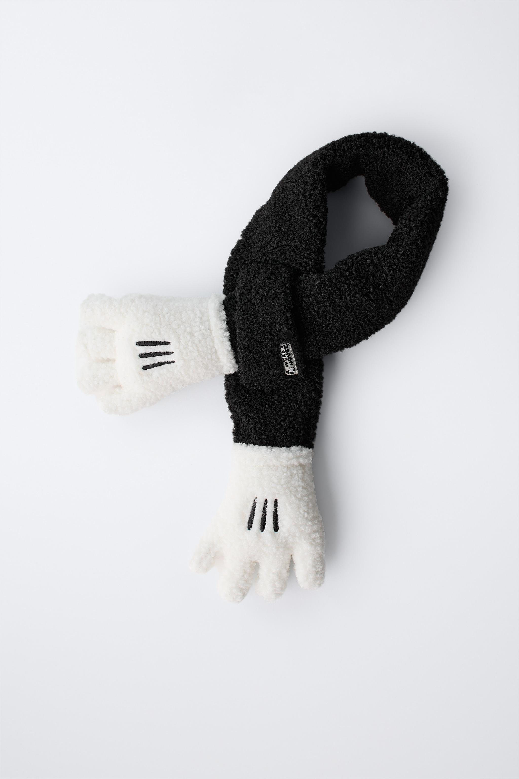 MICKEY MOUSE © DISNEY HANDS FLEECE SCARF - Black | ZARA United States