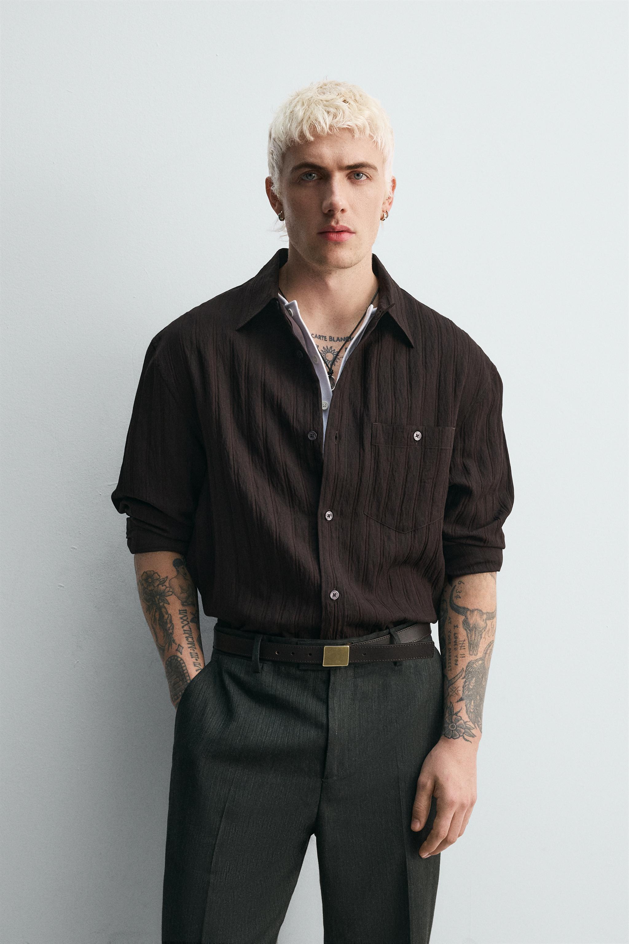 LIMITED EDITION STRIPED JACQUARD SHIRT - Brown | ZARA United