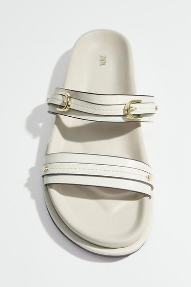 BUCKLE DETAIL SANDALS - Ecru White by Zara