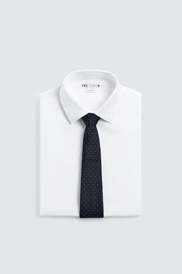 100% SILK POLKA DOT TIE - Navy blue by Zara - Image 2