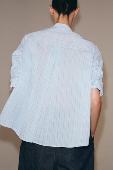 CHEMISE À RAYURES POCHE ZW COLLECTION - Bleu de Zara - Image 2