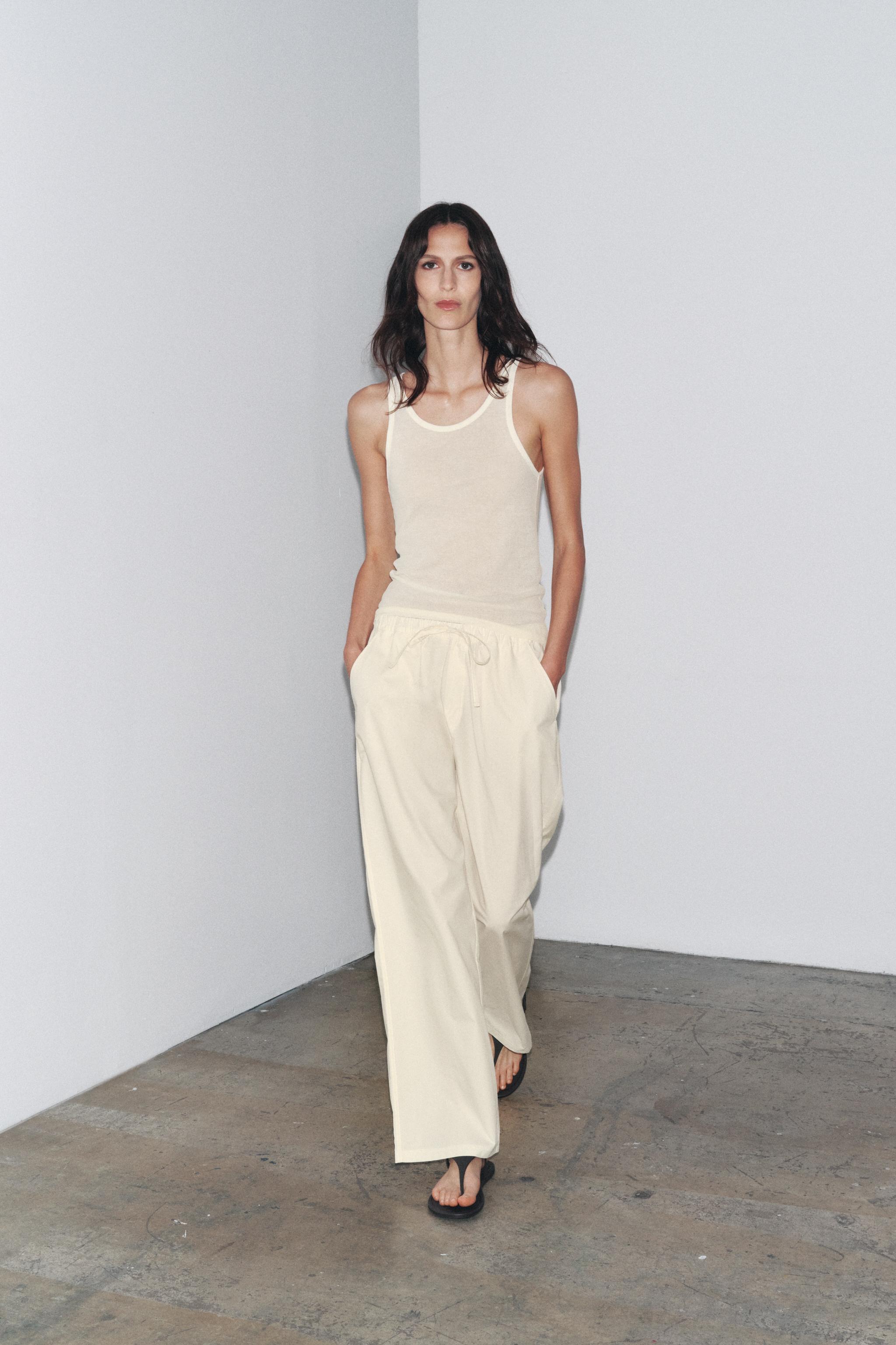 パンツ Poplin pajama pants POPLIN PAJAMA PANTS - Oyster-white | ZARA United States