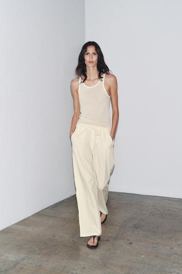 POPLIN PYJAMA TROUSERS - Oyster-white by Zara - Image 0