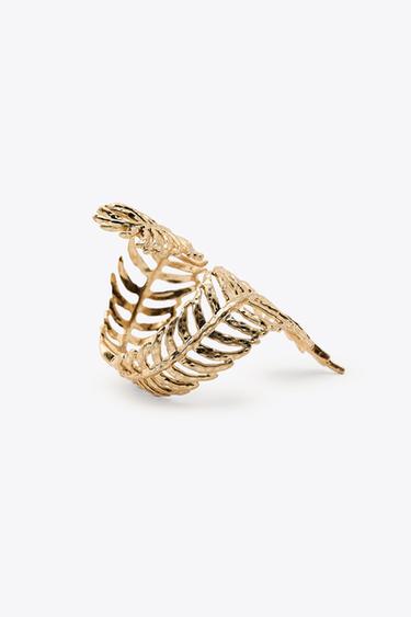 ARECA LEAF TWISTED BANGLE BRACELET - Golden by Zara - Image 1