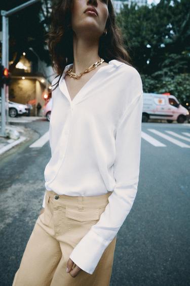 CAMISA FLUIDA ZW COLLECTION - Blanco roto de Zara