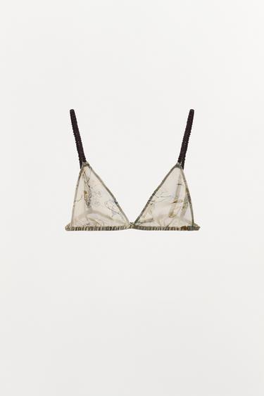 FLORAL PRINT TRIANGLE BRA - Ecru by Zara
