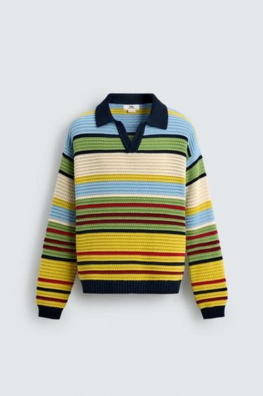 LIMITED EDITION STRIPED JACQUARD KNIT POLO SHIRT - Multicoloured by Zara