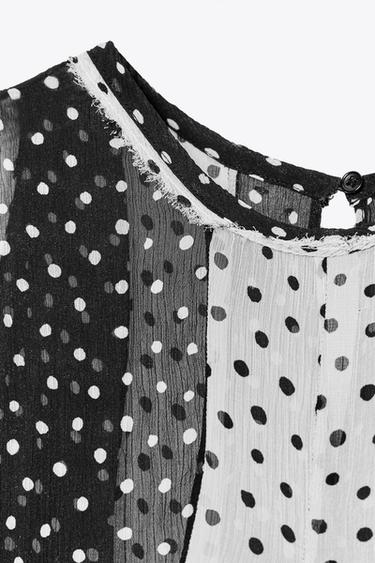 ZW COLLECTION POLKA DOT TOP - Black by Zara - Image 8