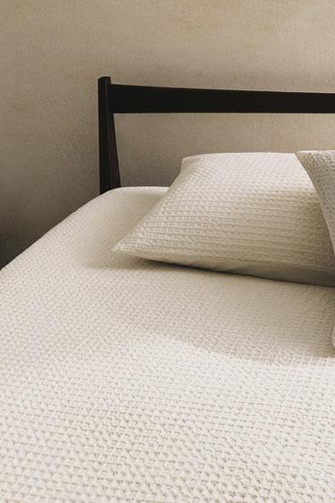 Zara WAFFLE-KNIT DUVET COVER - Oyster-white