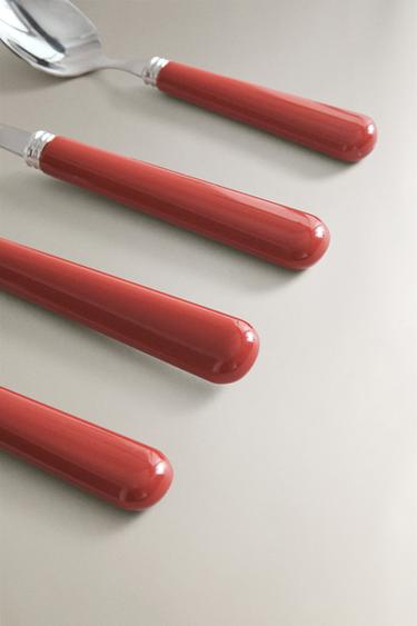 4-PIECE CUTLERY SET WITH COLOURED HANDLE - Red by Zara - Image 2