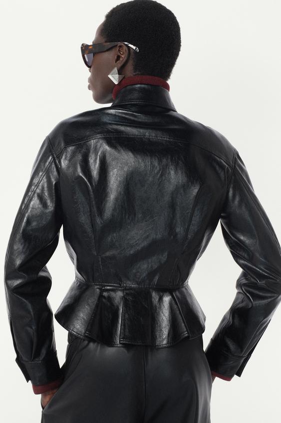 PEPLUM FAUX LEATHER JACKET - THE ITEM ZARA WOMAN