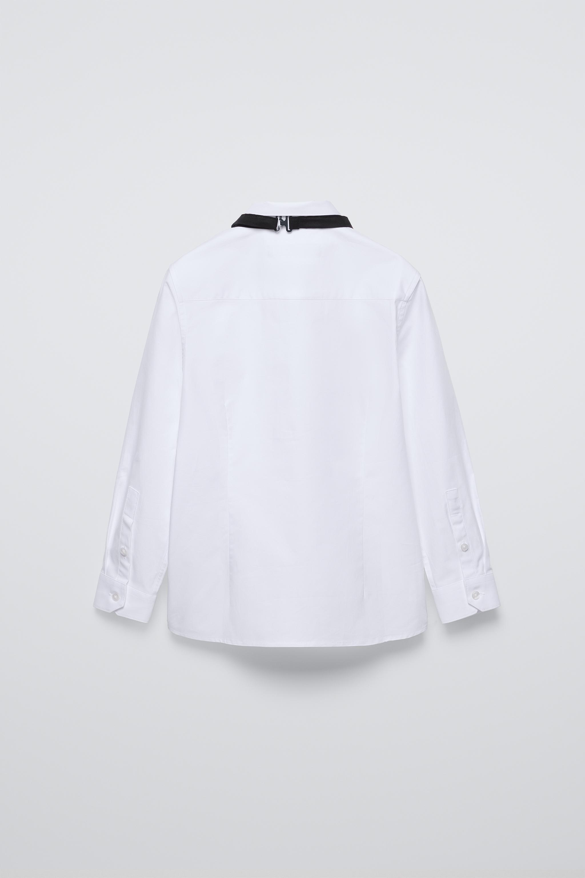 Zara ruffle collar top white SAM cheapest 845 button shirt long sleeve Academia retro