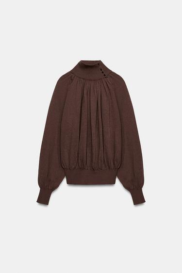 BUTTONED KNIT JUMPER - Brown by Zara - Image 0