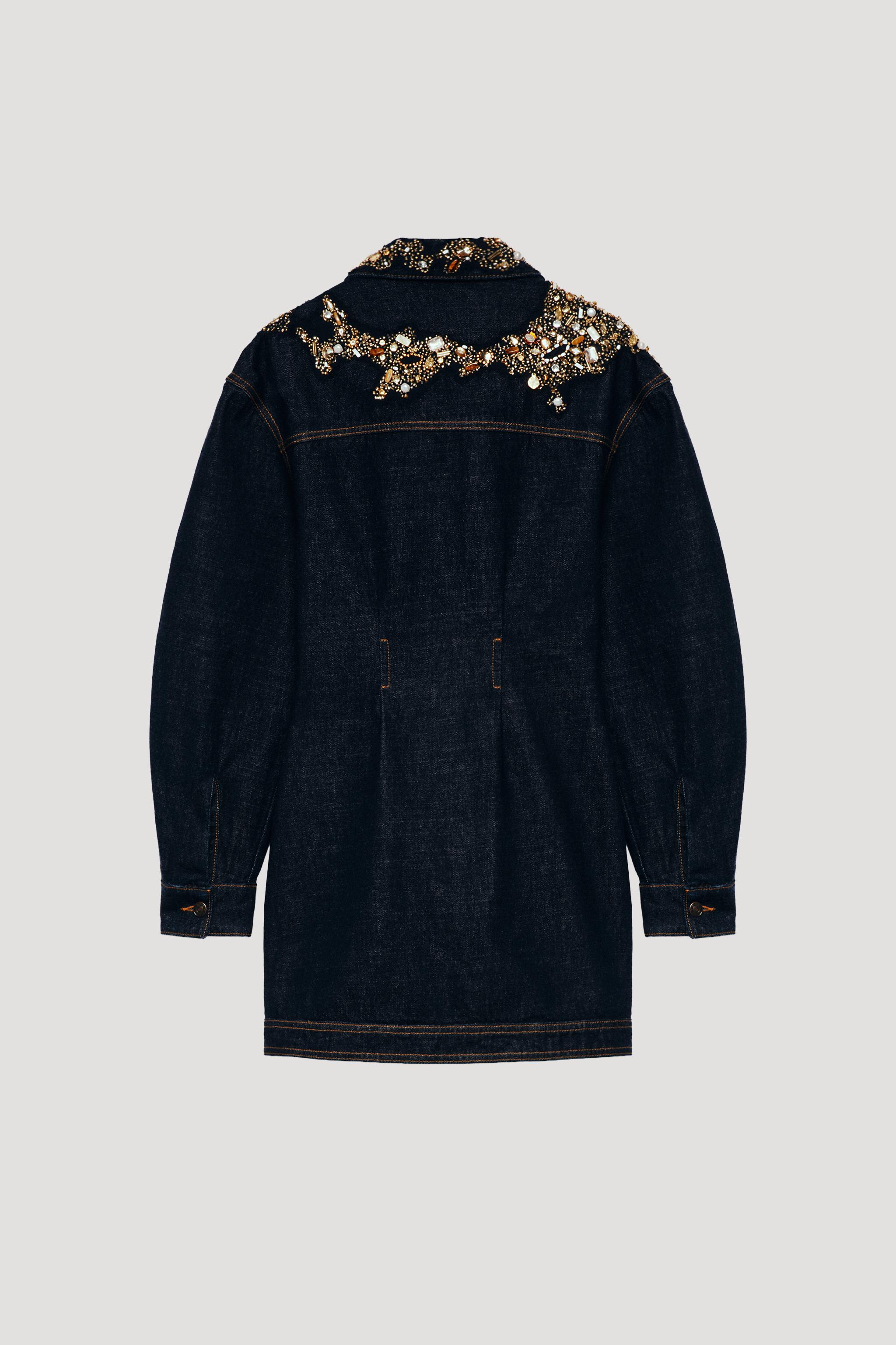 LIMITED EDITION JEWELED DENIM DRESS - Blue | ZARA United States LIMITED EDITION JEWELED DENIM DRESS - Blue | ZARA United States