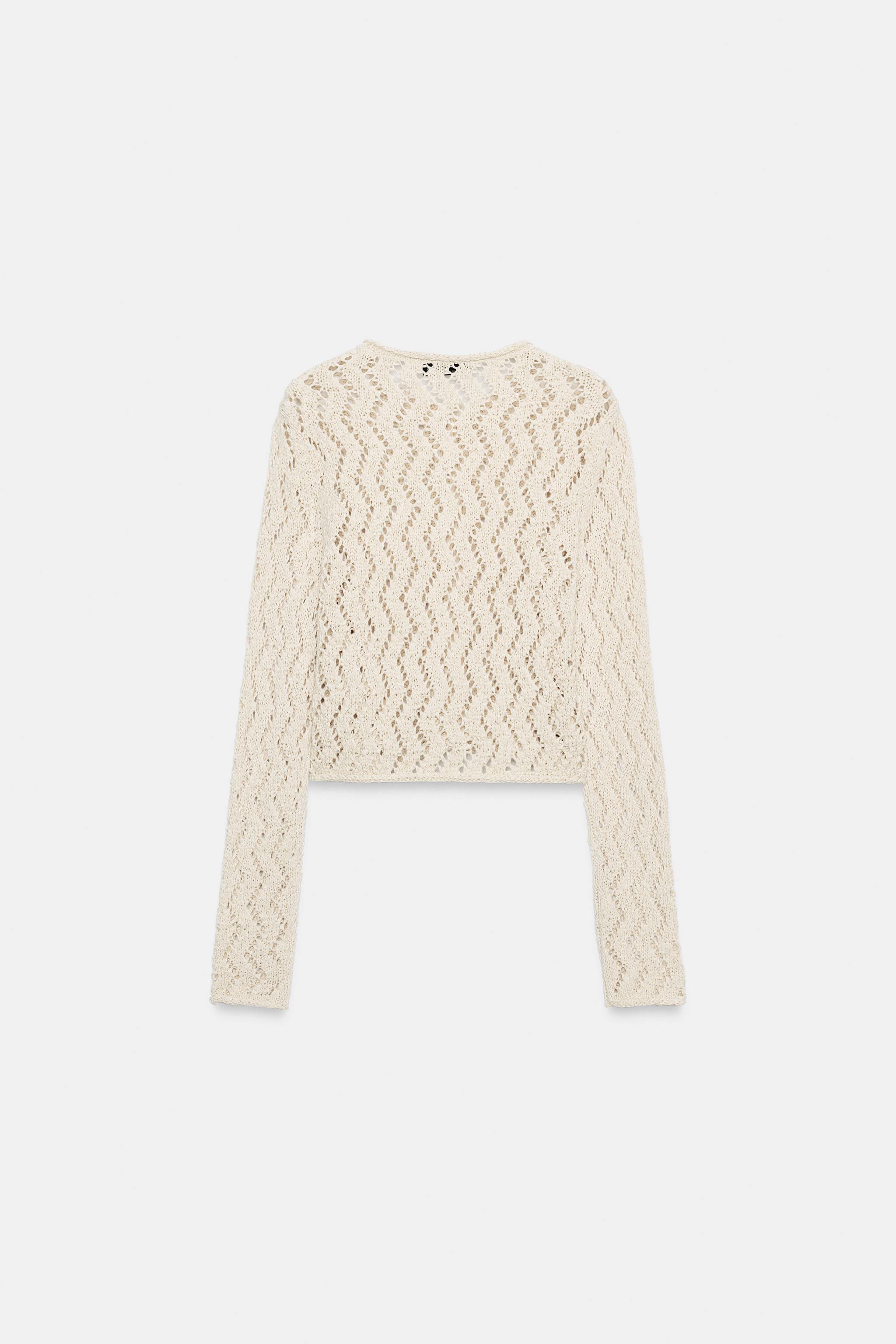 GILET EN MAILLE AJOURÉE ZIGZAG