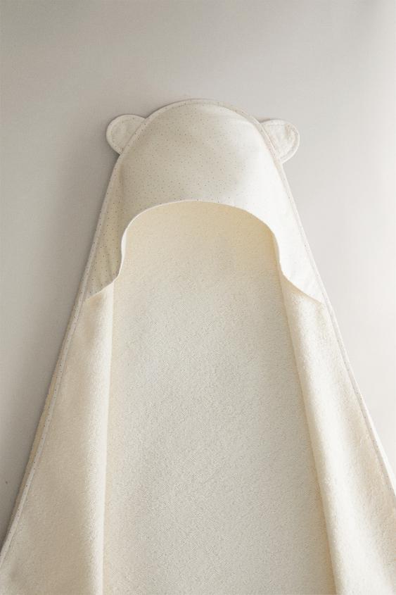 TOALHA DE BANHO COM CAPUZ INFANTIL COM ORELHAS - Bege-claro da Zara - Imagem 0