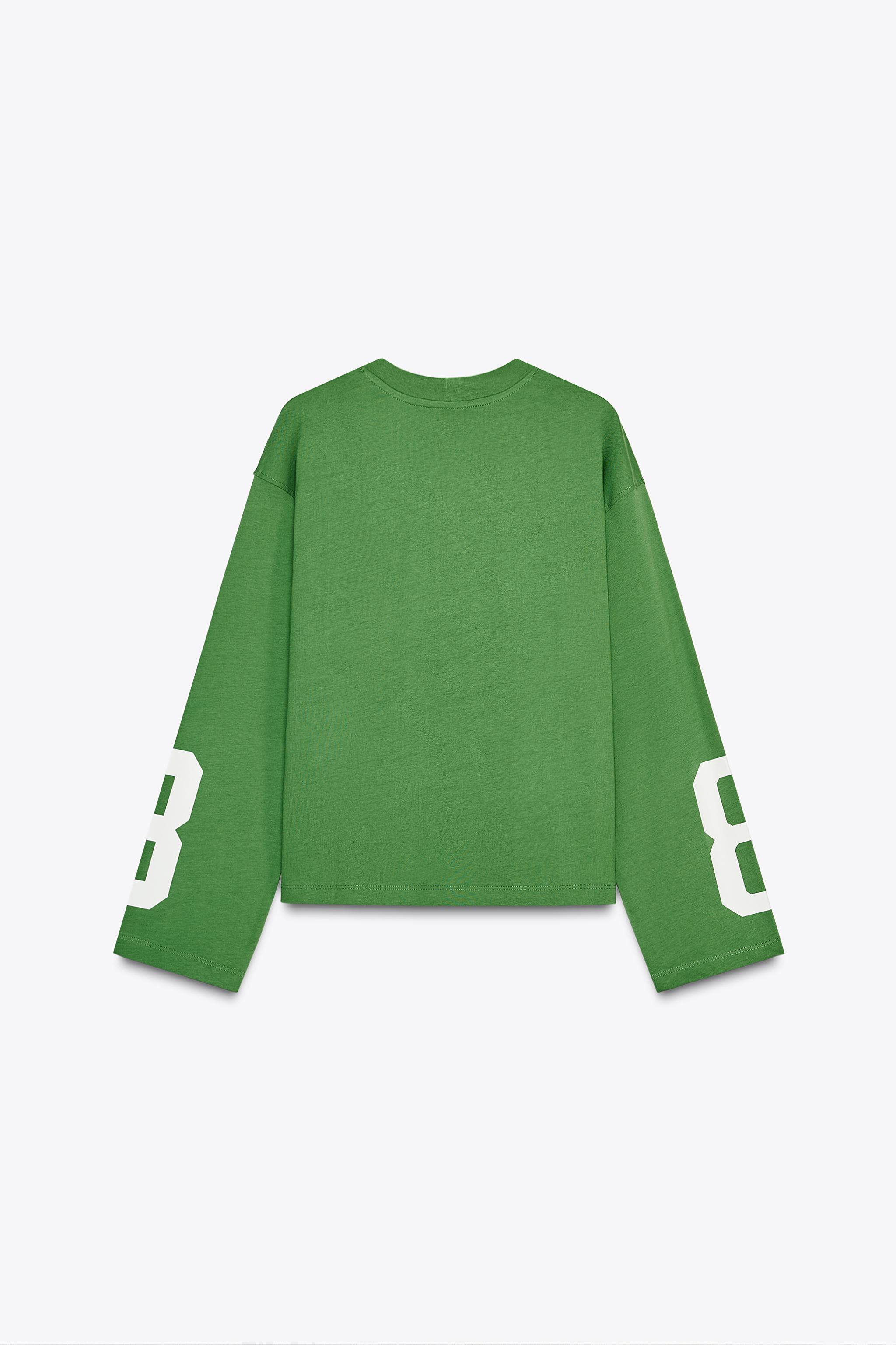 EMBROIDERED TEXT T-SHIRT - Green | ZARA United States