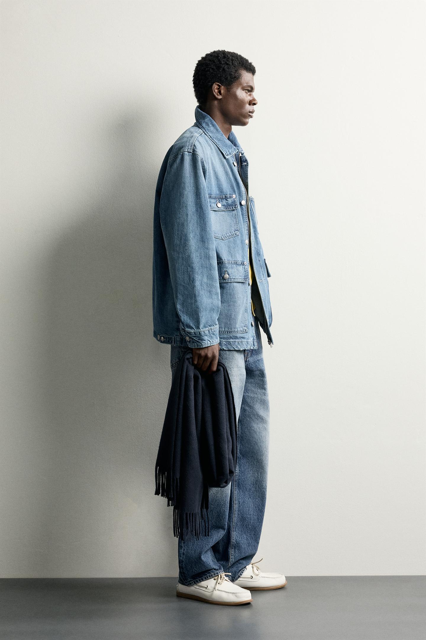 Мужская куртка Zara Utility Pocket Denim Jacket, цвет: Синий — фото 4