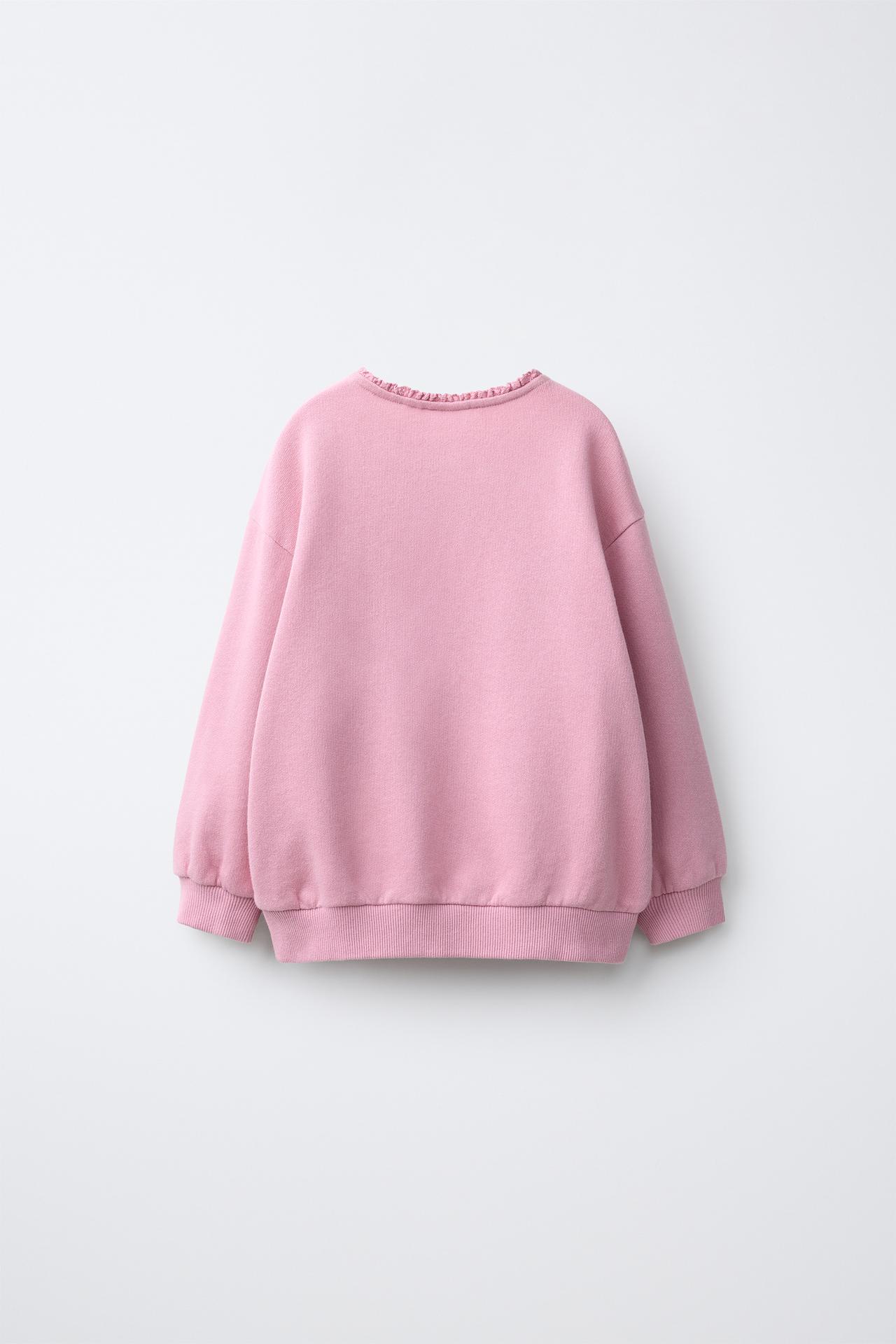 WASHED LACE SWEATSHIRT — Faded pink