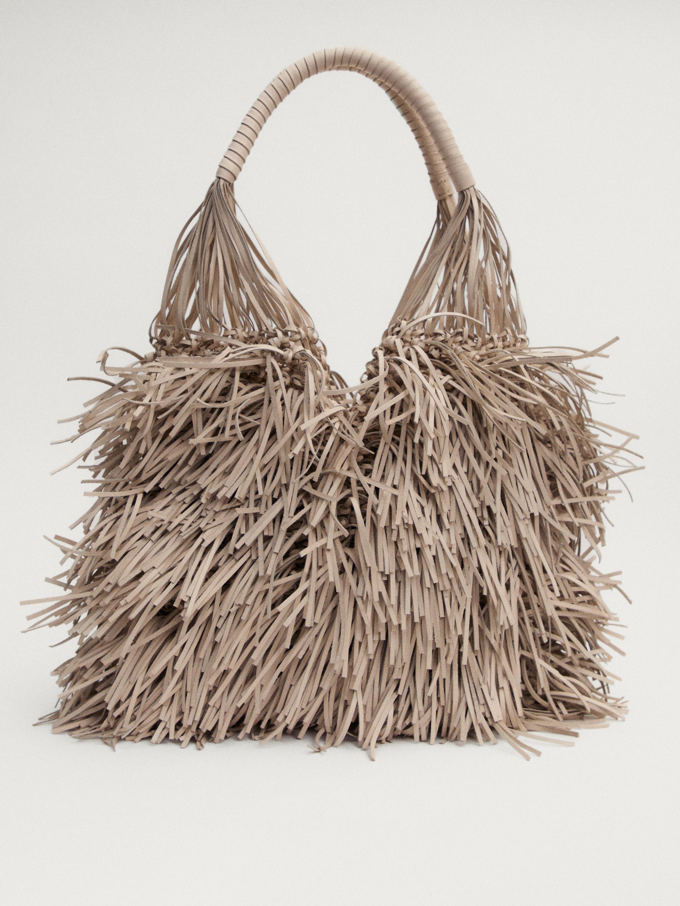 Zara Boho Leather Bucket Bag newest with Fringe