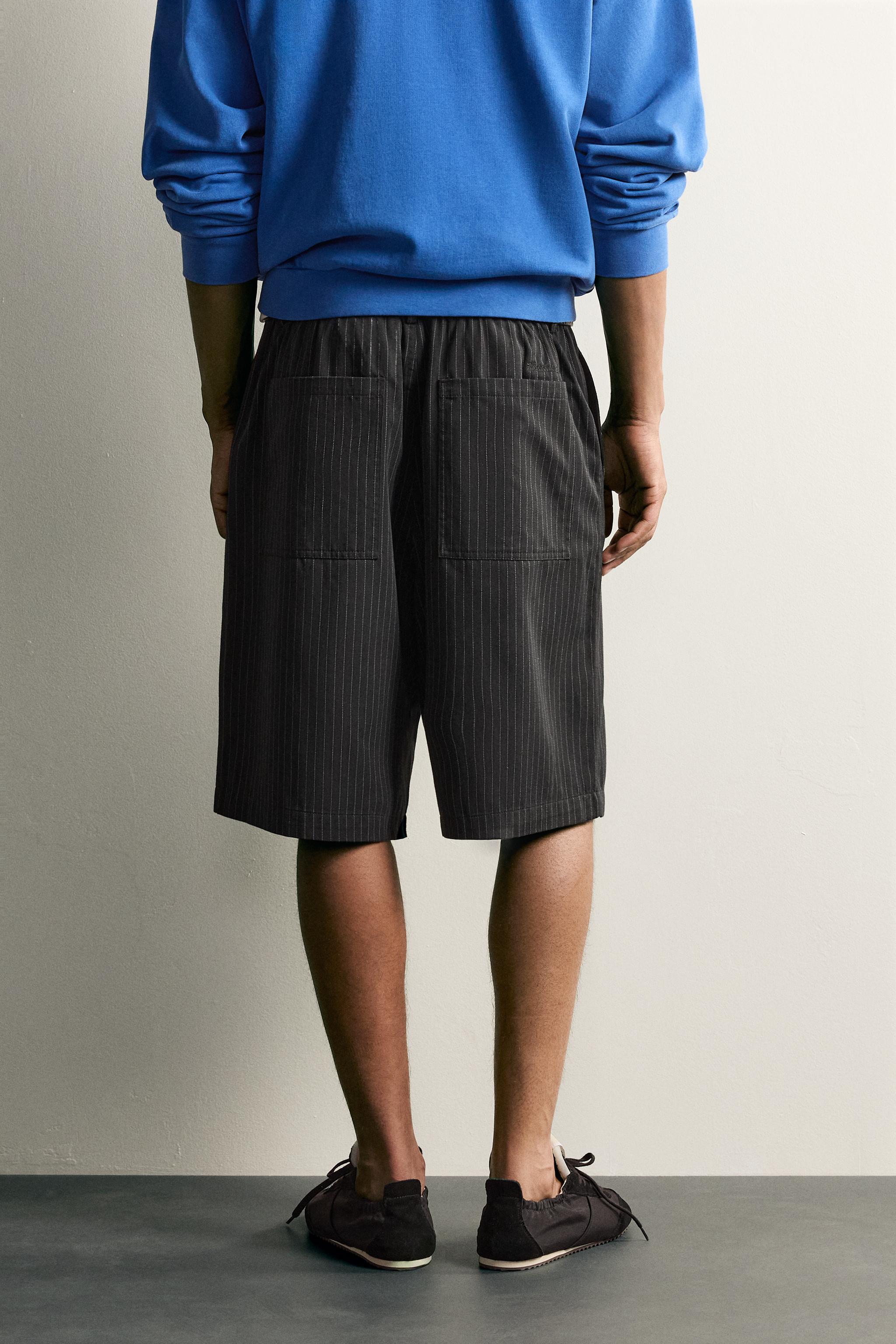PINSTRIPE BAGGY FIT SHORTS - Black | ZARA Canada