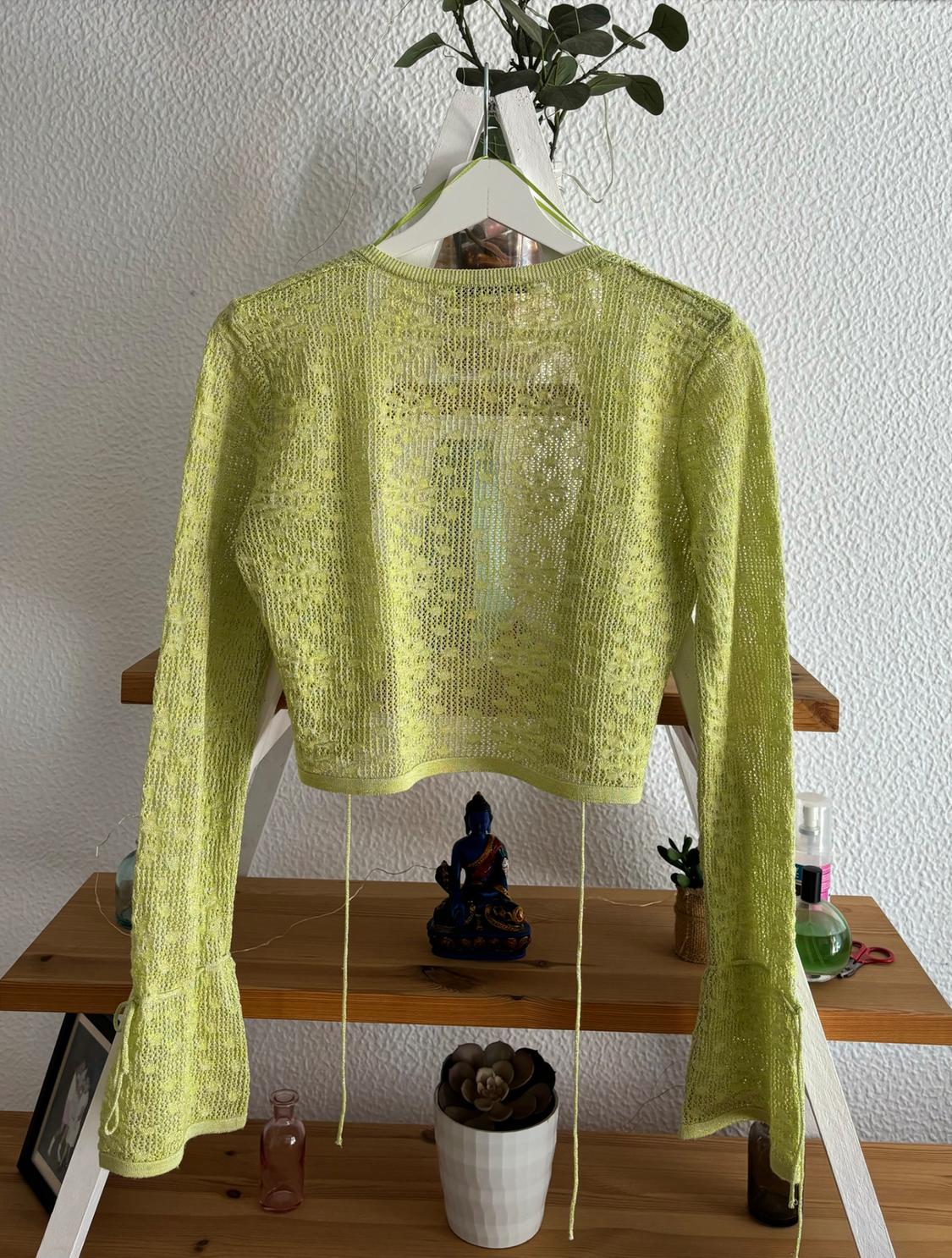 KNIT METALLIC THREAD CROPPED CARDIGAN - Image 3