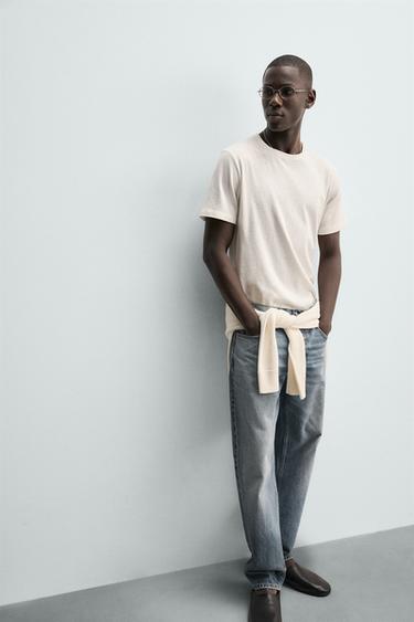T-SHIRT LIN - COTON - Blanc cassé de Zara - Image 5