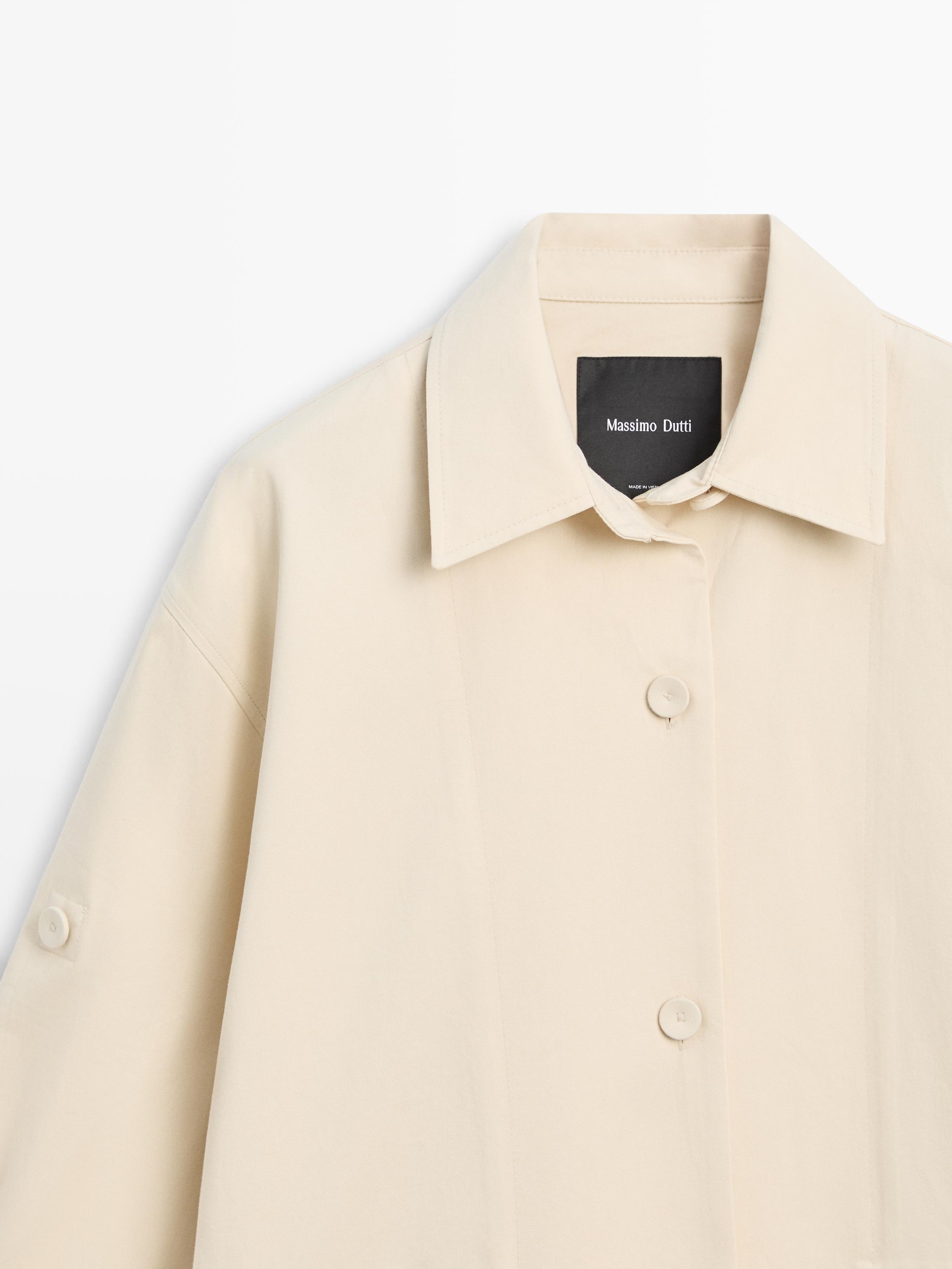 Cotton trench coat with roll-up sleeves