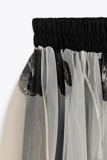 ROBE EN ORGANZA IMPRIMÉE ZW COLLECTION - Écru / Noir de Zara - Image 7