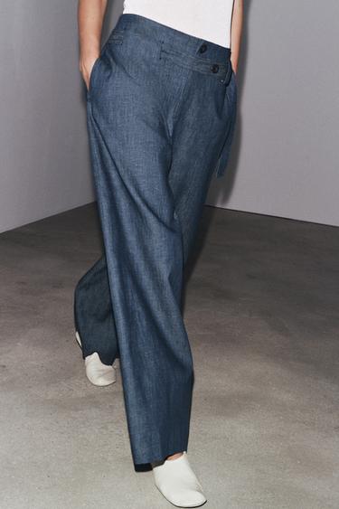 ZW COLLECTION WIDE-LEG TROUSERS - Blue by Zara