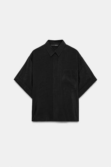 CAMISA FLUIDA BOLSILLO - Negro de Zara - Imagen 0