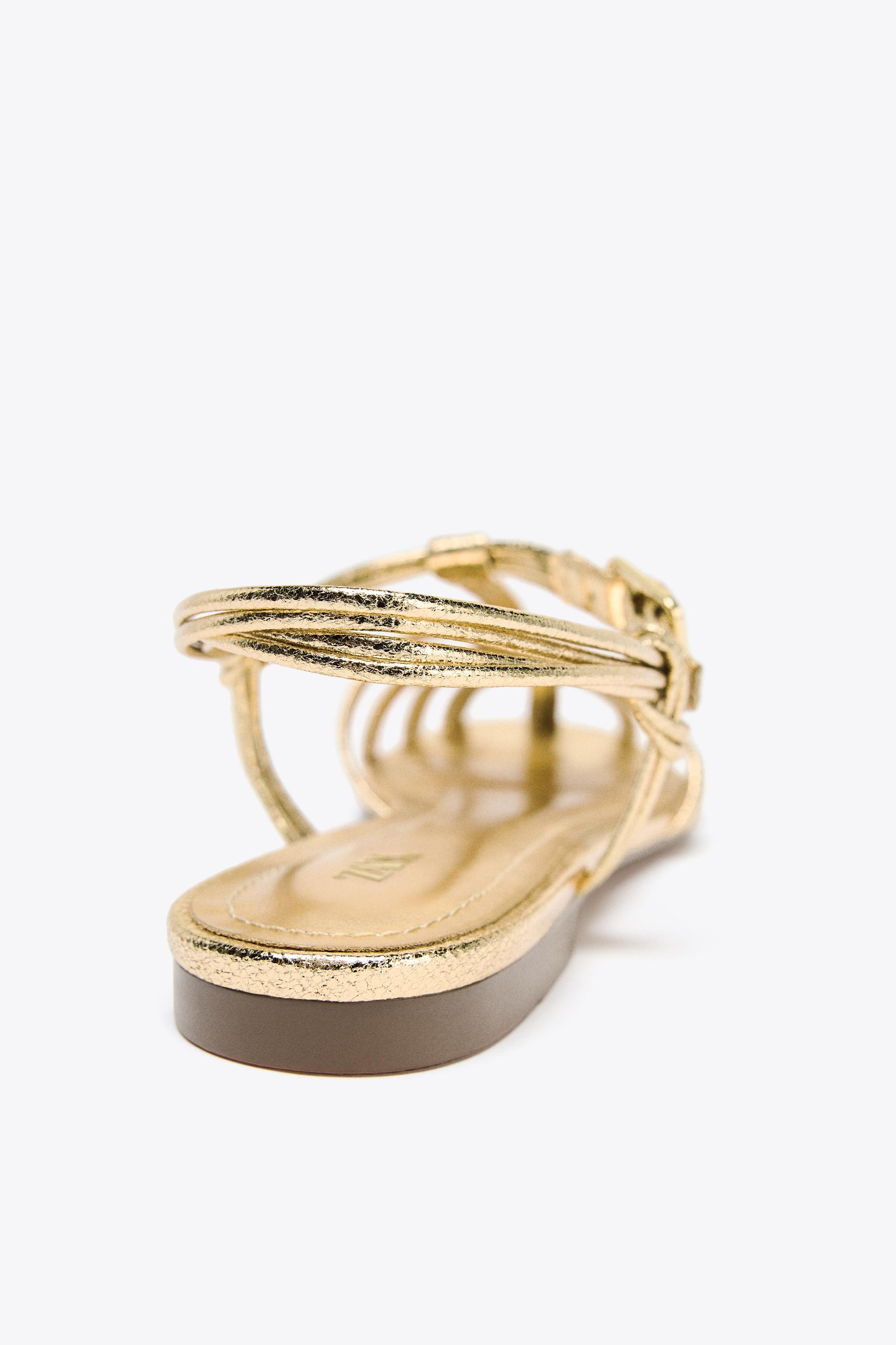 METALLIC STRAP FISHERMAN SANDALS - Gold | ZARA United States