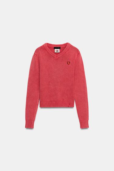 FRUIT OF THE LOOM™ V-NECK KNIT SWEATER — BURGANDY MARS 2