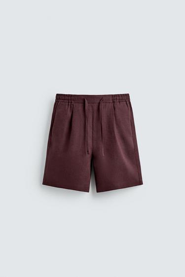 BERMUDA RELAXED FIT 100% LINO - Burdeos de Zara