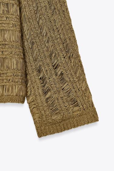 Zara RIBBED KNIT SWEATER - Khaki