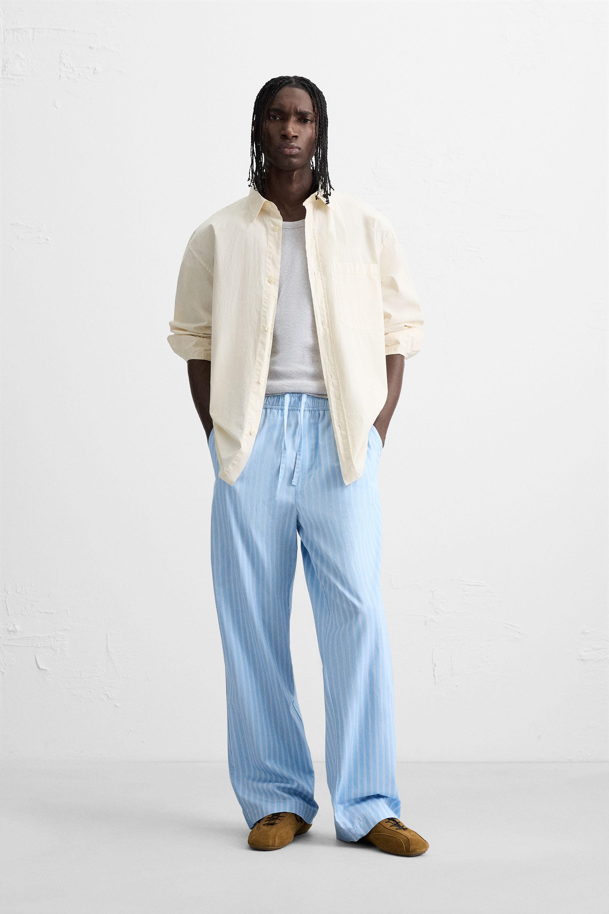STRIPED TEXTURED PANTS