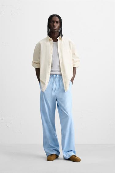 STRIPED TEXTURED TROUSERS - striped by Zara