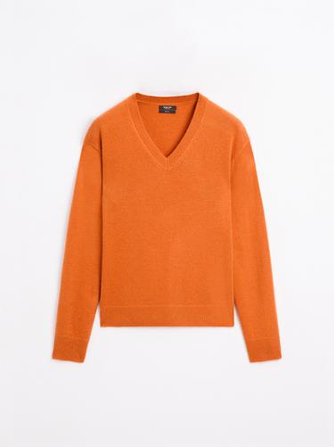 Zara V-neck knit sweater - Orange