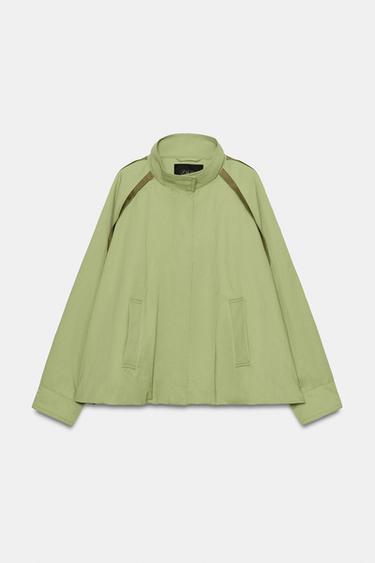 JAQUETA COM DEBRUNS EM CONTRASTE ZW COLLECTION - Caqui da Zara