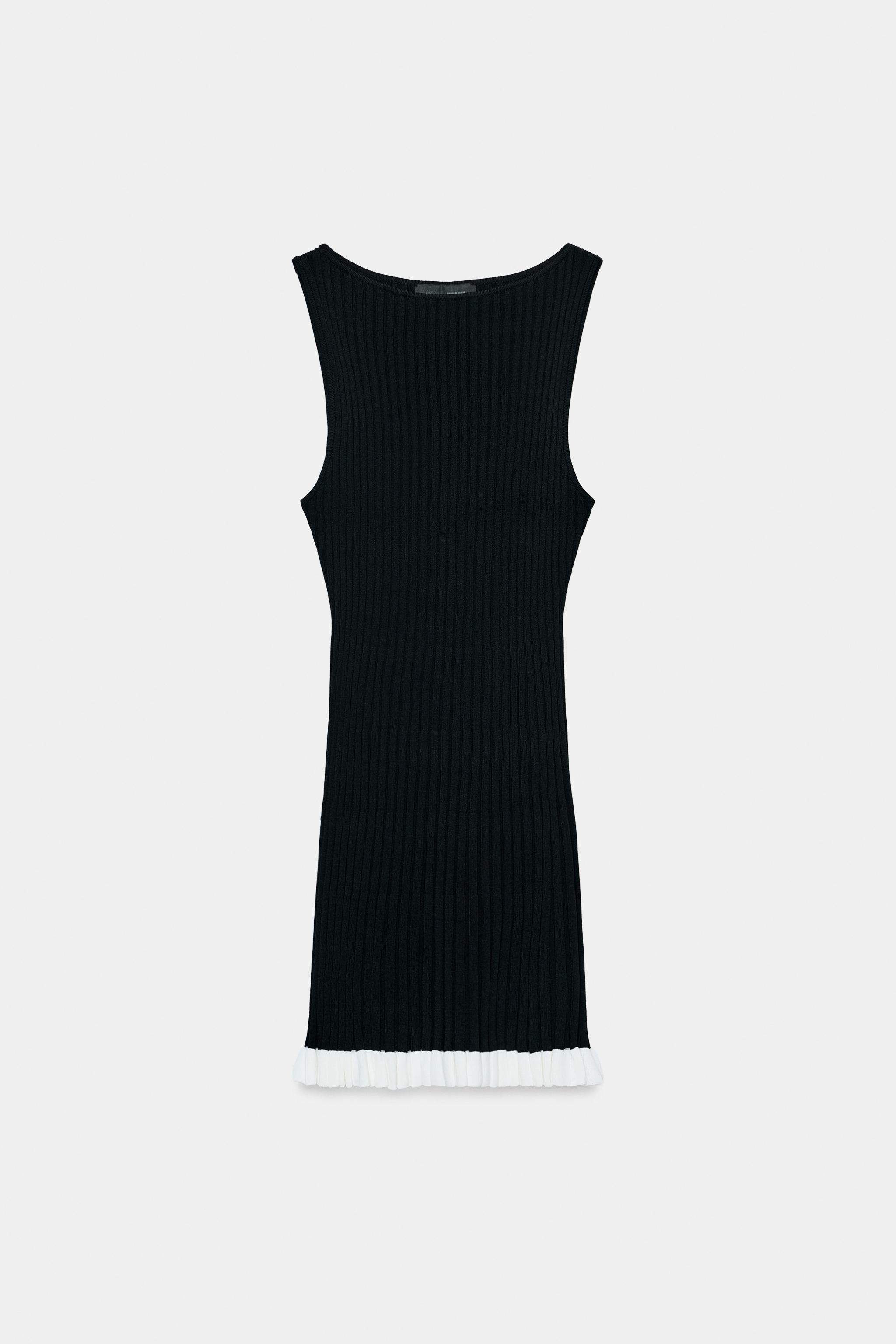 Zara SHORT RIBBED KNIT DRESS — фото 6
