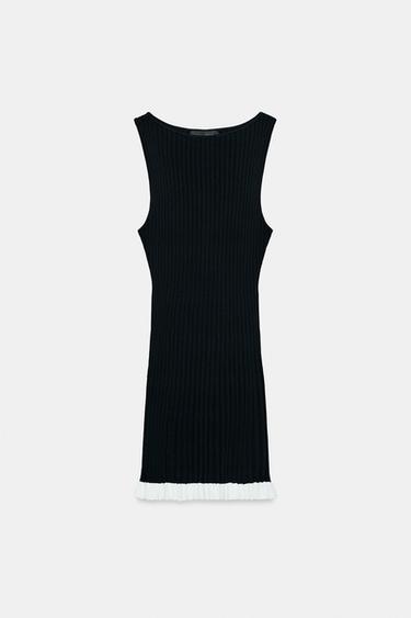 ROBE COURTE EN MAILLE CÔTELÉE - Noir de Zara - Image 5