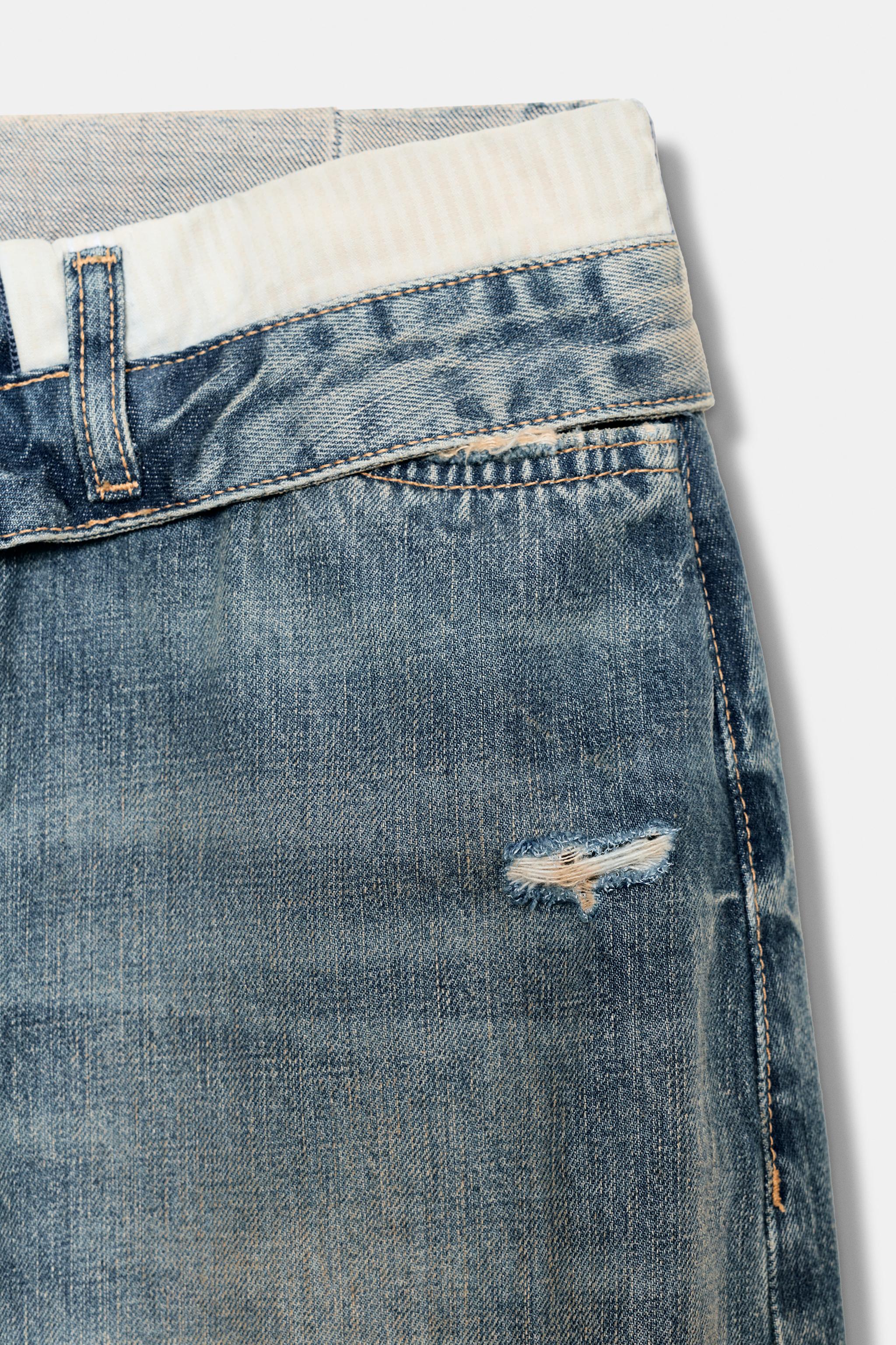 JEAN TRF TAILLE MI-HAUTE À CEINTURE PLIÉE
