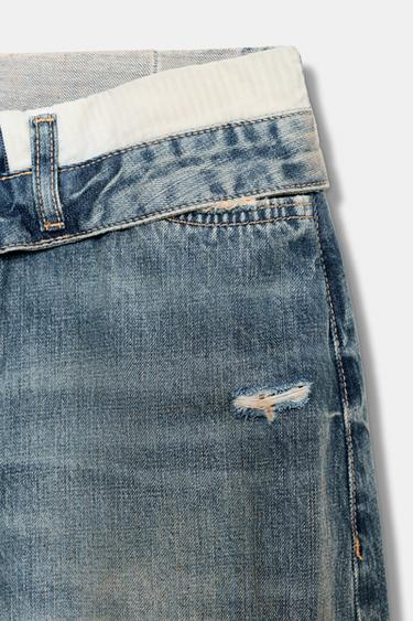 JEANS TRF CINTURA DOBLADA TIRO MEDIO - Azul de Zara