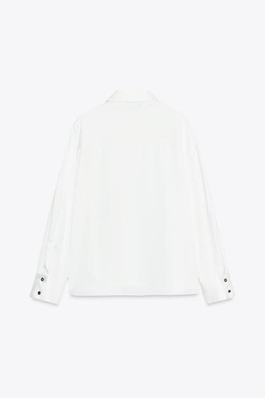 CONTRAST BUTTON SATIN SHIRT - White by Zara - Image 7