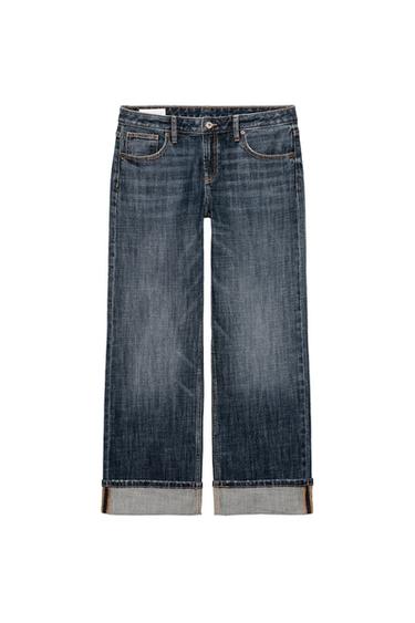 JEAN TRF À REVERS TAILLE BASSE - Bleu marine de Zara