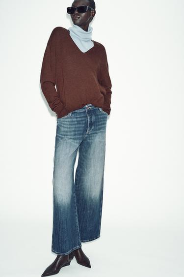 Zara Z1975 LOW RISE STRAIGHT FULL LENGTH JEANS - Blue