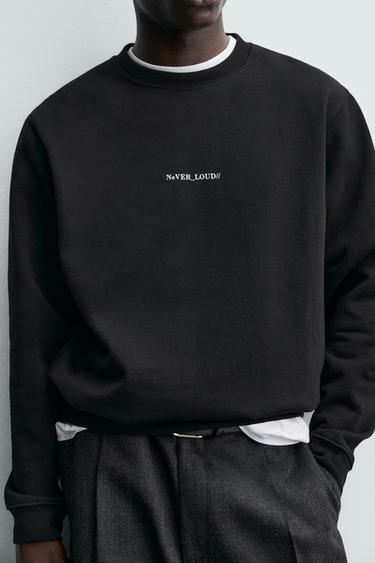 REGULAR FIT PRINTED SLOGAN SWEATSHIRT - Black by Zara - Image 5