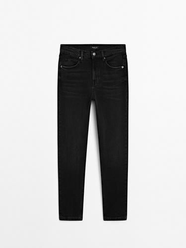 Zara Mid-rise cropped slim fit jeans - Black - Image 0