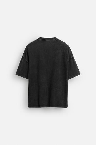 WASHED PRINT T-SHIRT - Black by Zara - Image 7