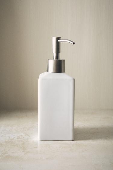 WHITE EARTHENWARE SOAP DISPENSER - White by Zara - Image 1